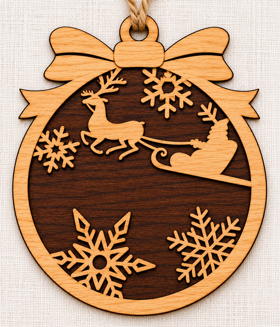 Christmas Ornament - Wood - 2 Tone