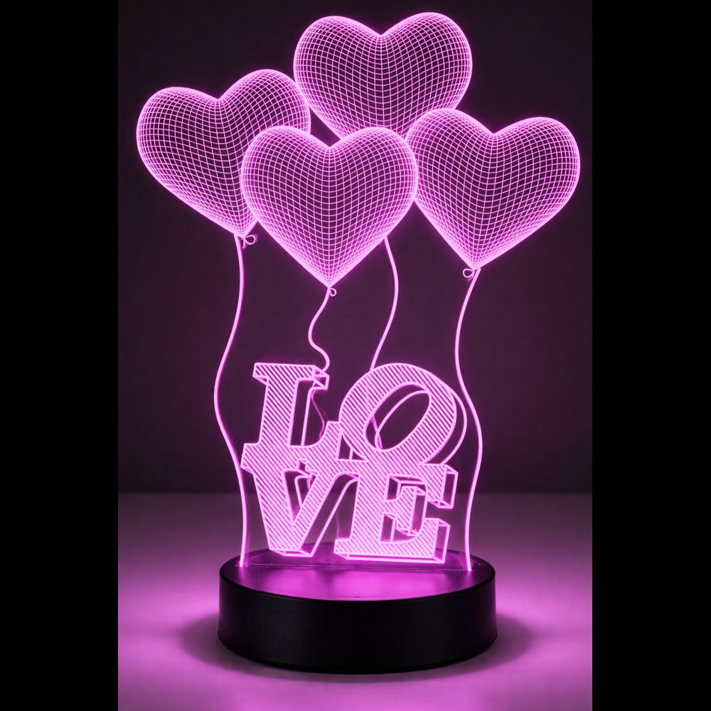 3D Laser Etched Acrylic Lamp with Black Multi Color LED Light Base and Remote