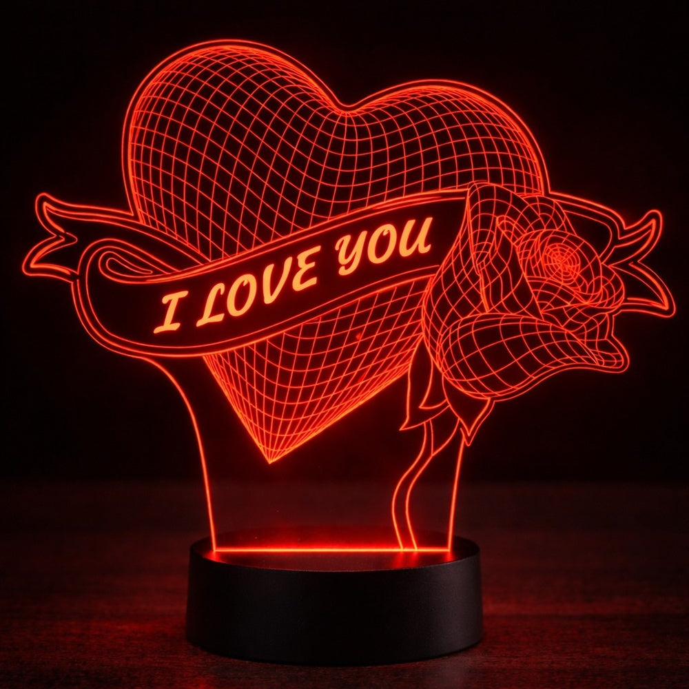 3D Laser Etched Acrylic Lamp with Black Multi Color LED Light Base and Remote