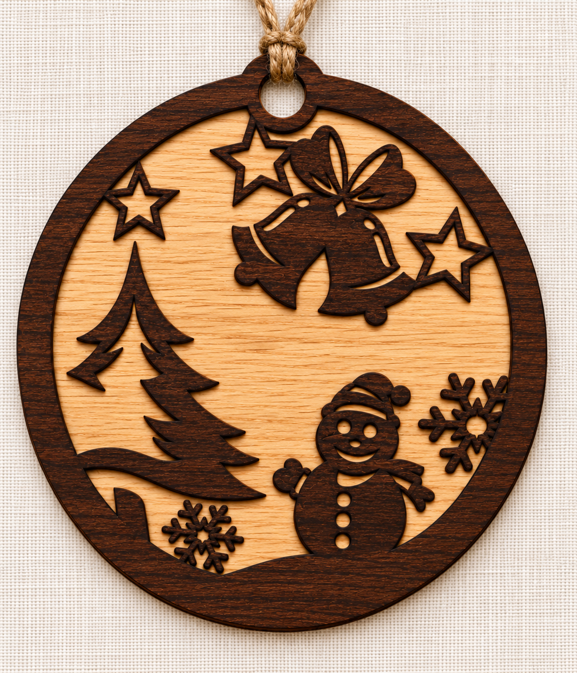 Christmas Ornament - Wood - 2 Tone