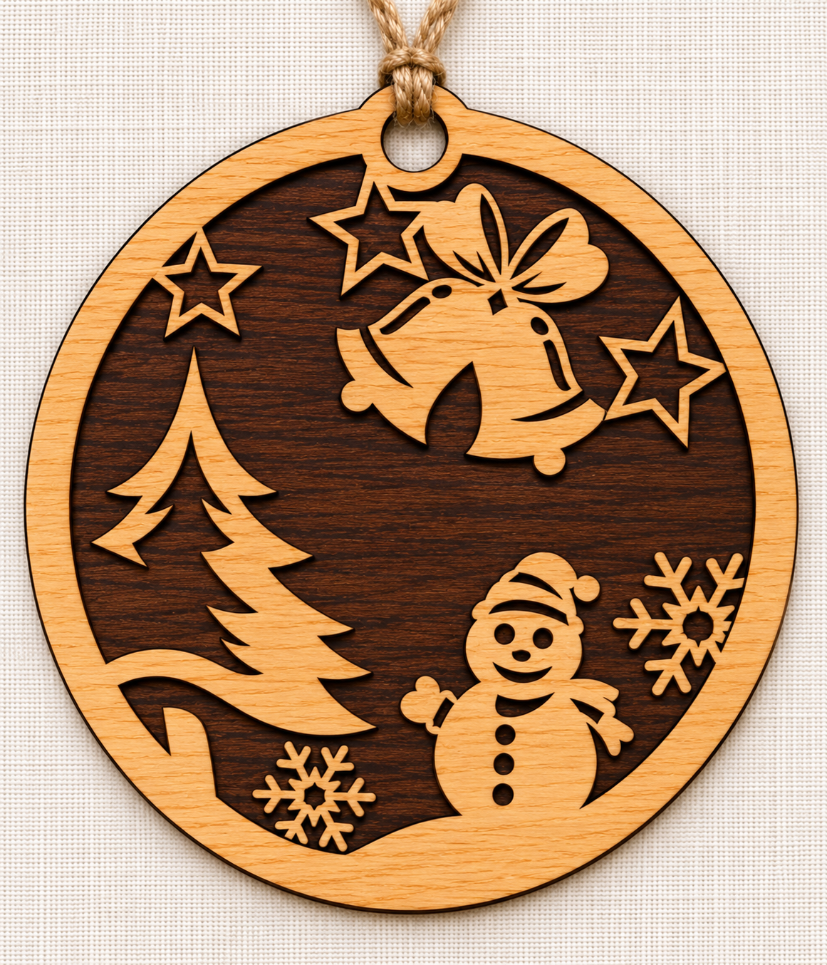 Christmas Ornament - Wood - 2 Tone