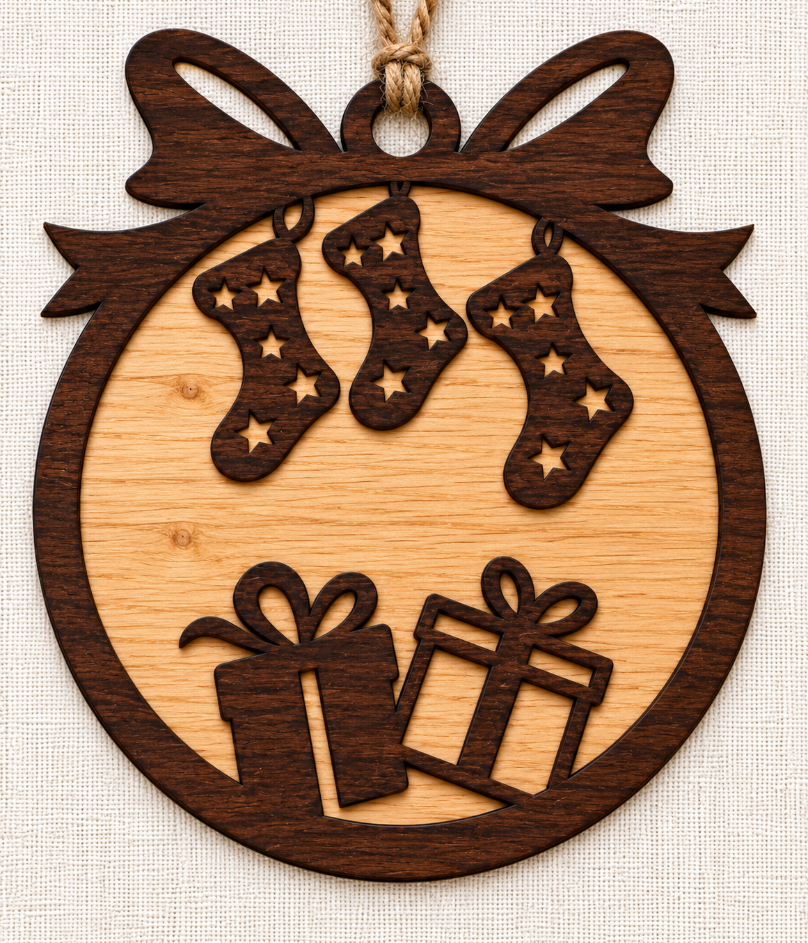 Christmas Ornament - Wood - 2 Tone