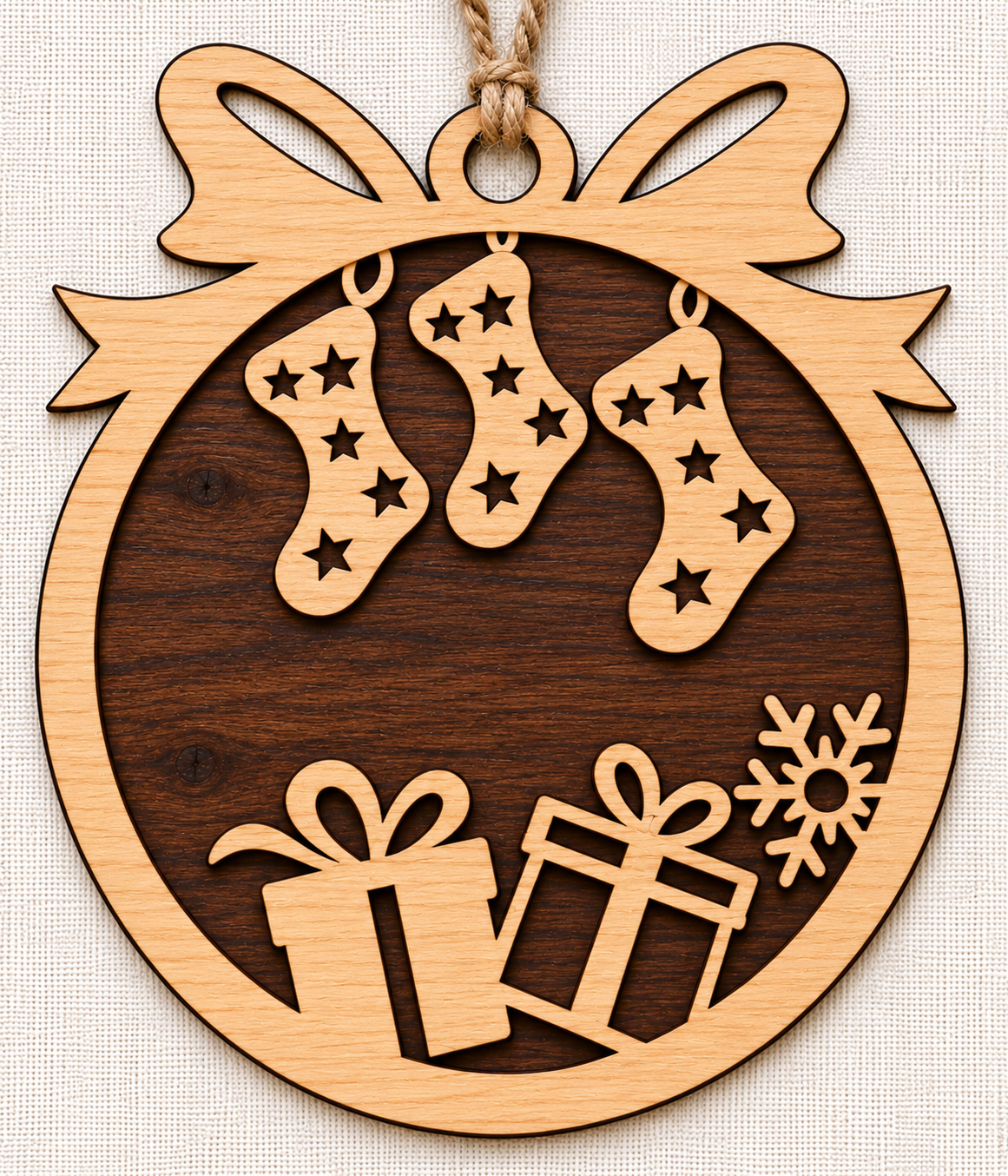 Christmas Ornament - Wood - 2 Tone