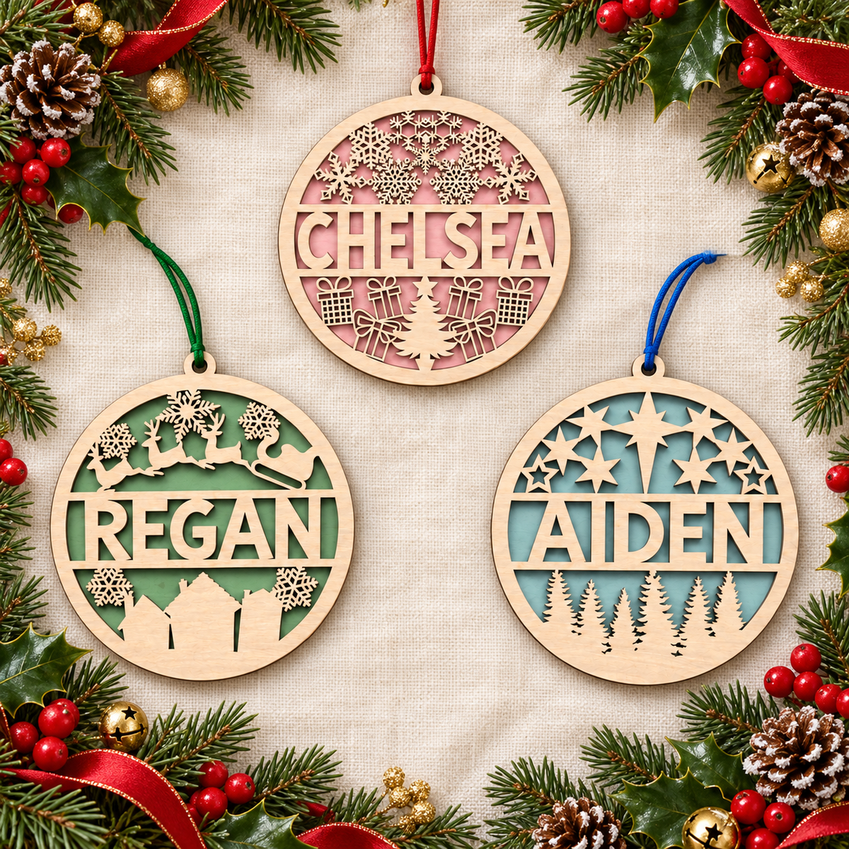 Christmas Ornament - Wood - Personalized