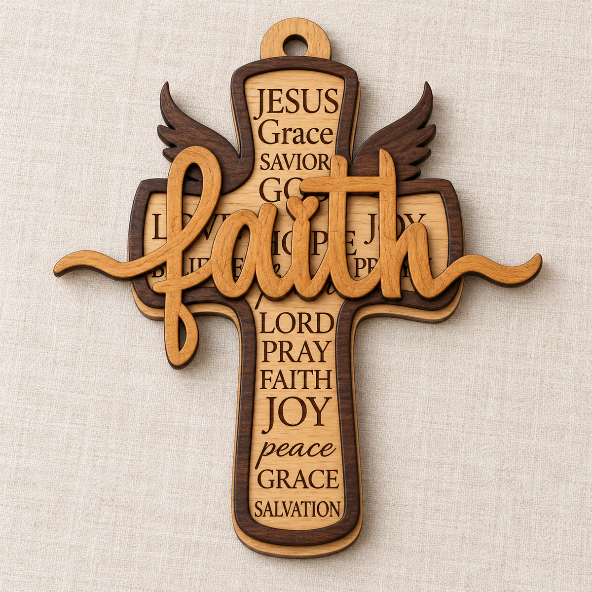 Christmas Ornament - Wood - Cross Faith