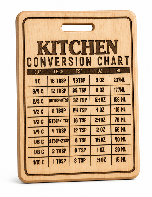 Decorative Charcuterie/Cutting Board - Kitchen Conversion Chart