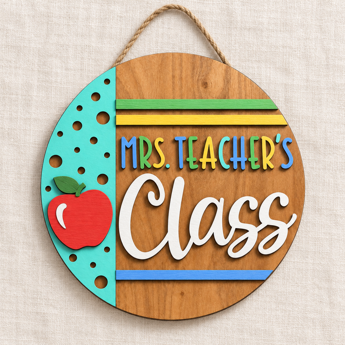 Personalized Door Hanger - Teacher Apple Class