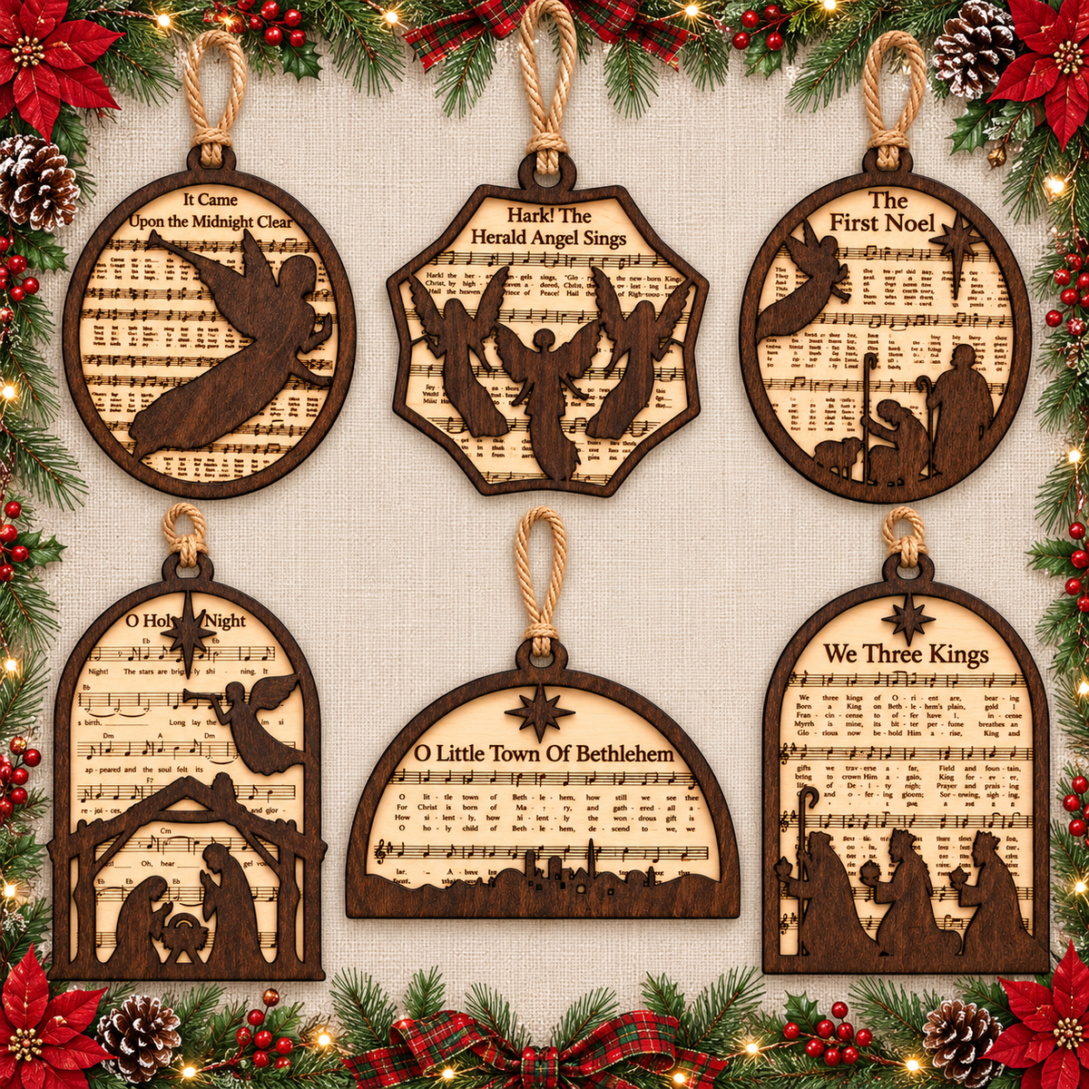 Christmas Ornament - Wood - Carols