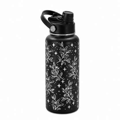 Drinkware, 32 oz. Stainless Steel Hydro Bottle, Botanical, Vine and Stars