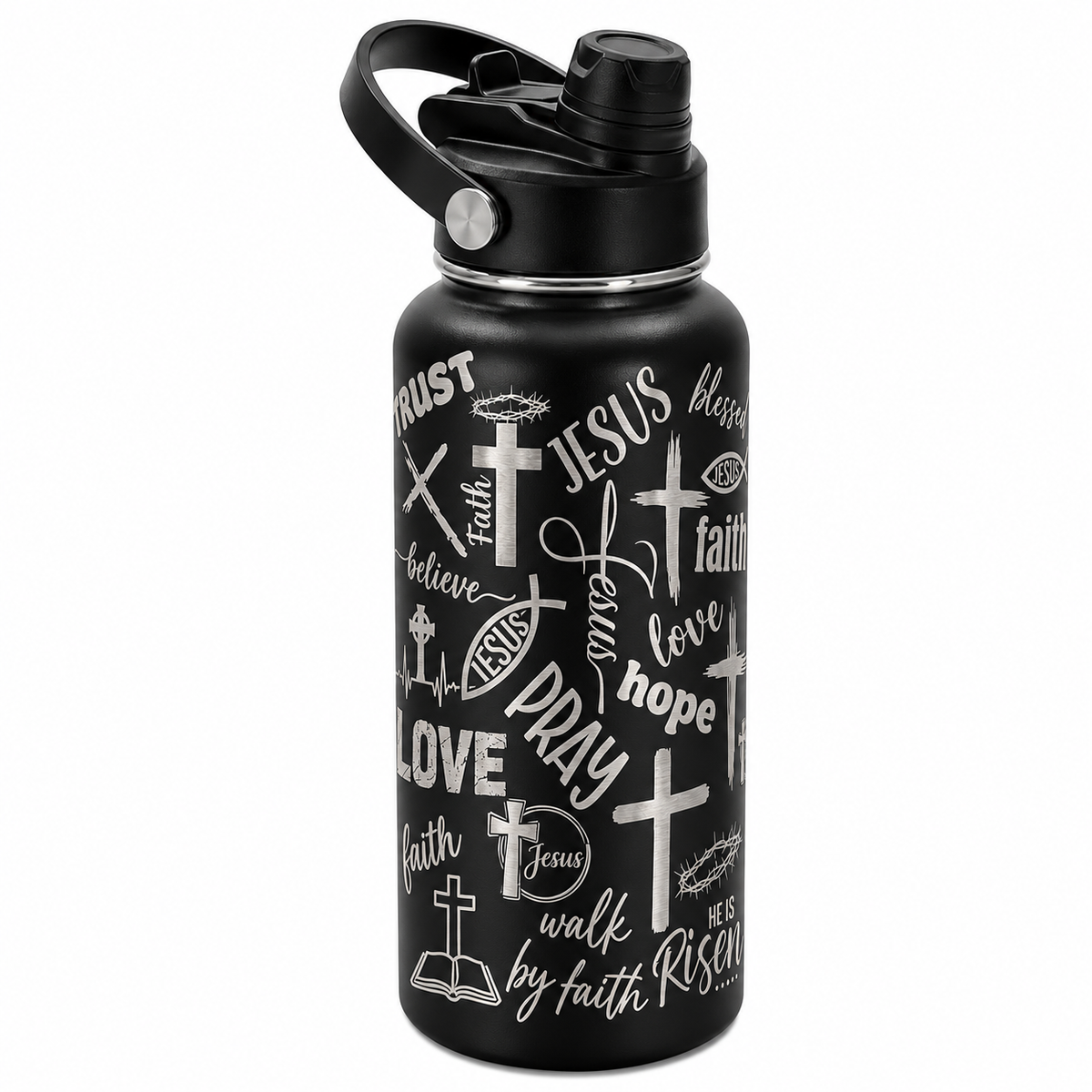 Drinkware, 32 oz. Stainless Steel Hydro Bottle, Christian Symbols