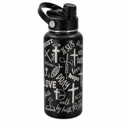 Drinkware, 32 oz. Stainless Steel Hydro Bottle, Christian Symbols