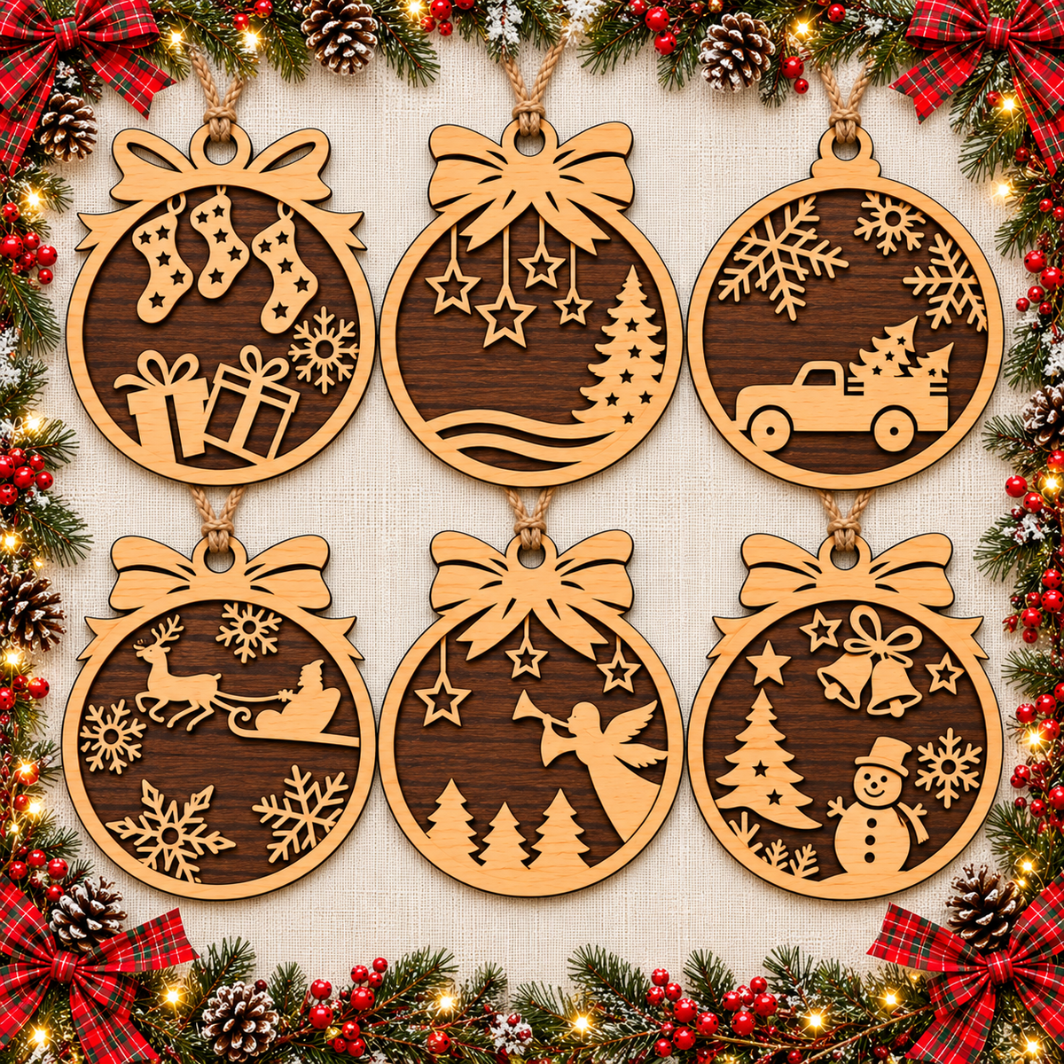 Christmas Ornament - Wood - 2 Tone