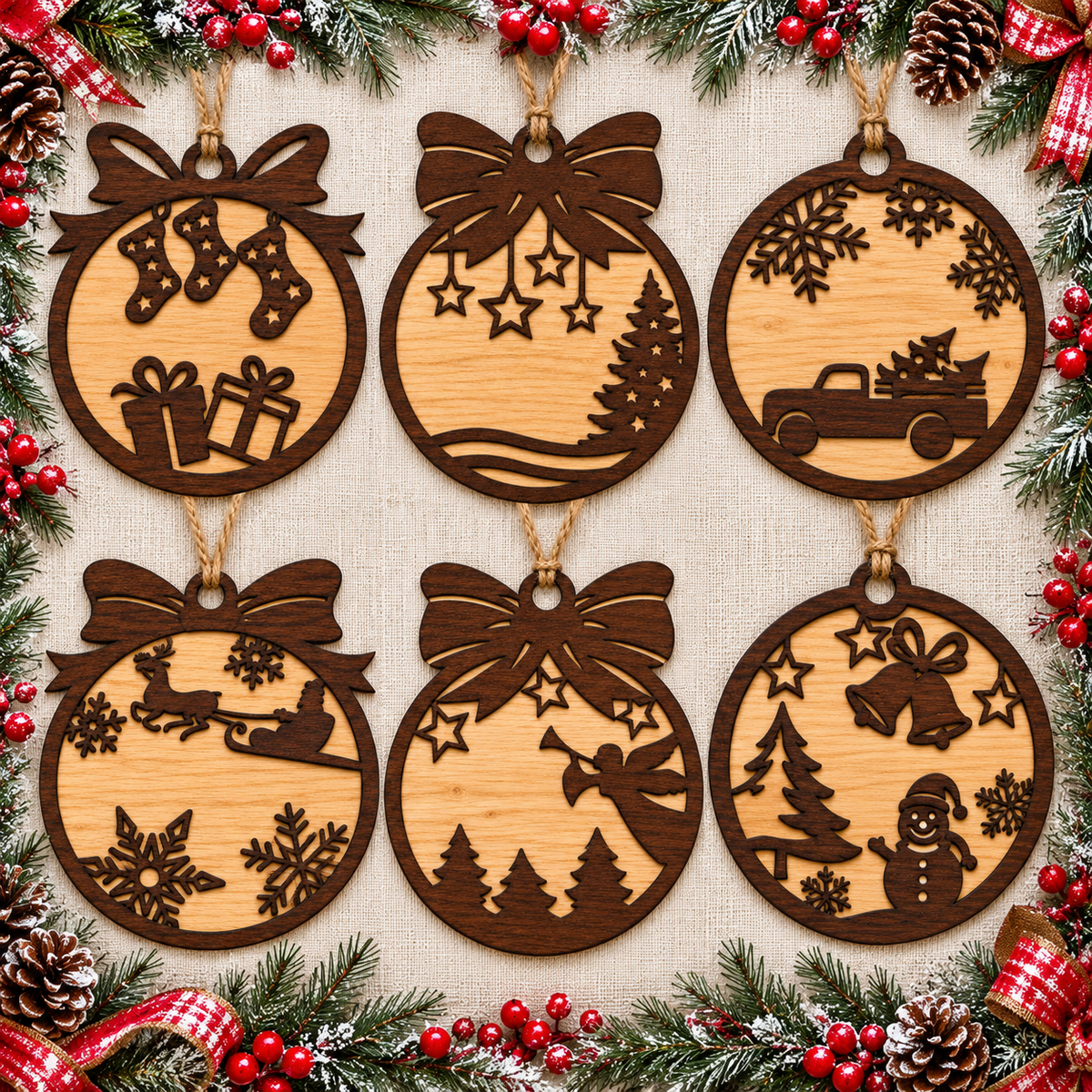 Christmas Ornament - Wood - 2 Tone