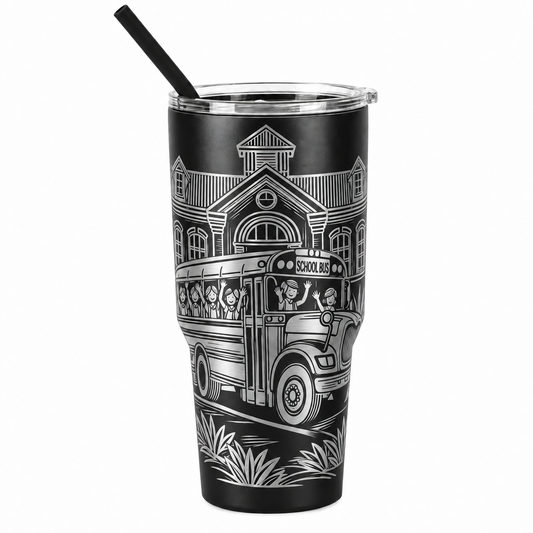 Drinkware, 30 oz. Stainless Steel Tumbler, School Bus I