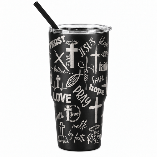 Drinkware, 30 oz. Stainless Steel Tumbler, Christian Symbols
