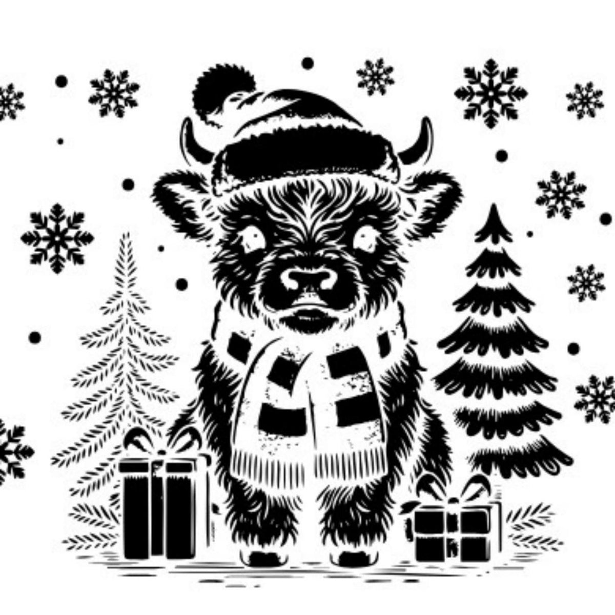 Drinkware, 30 oz. Stainless Steel Tumbler, Christmas, Baby Highland Cow