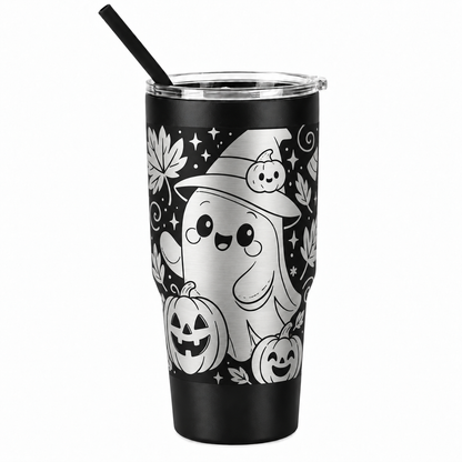 Drinkware, 30 oz. Stainless Steel Tumbler, Cute Ghost