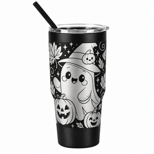 Drinkware, 30 oz. Stainless Steel Tumbler, Cute Ghost