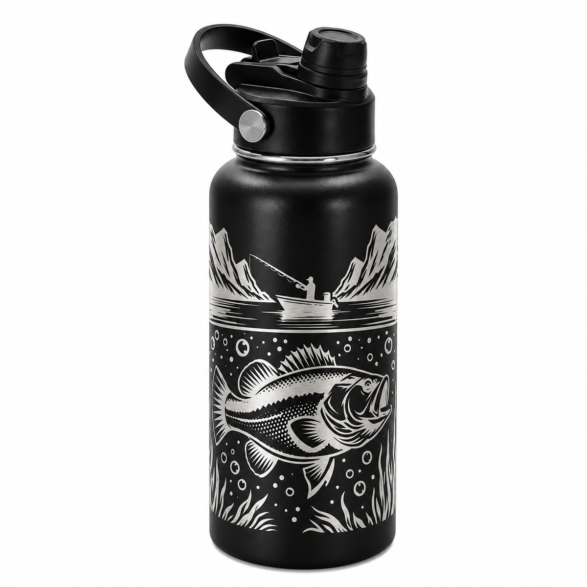 Drinkware, 32 oz. Stainless Steel Hydro Bottle, Fishing I