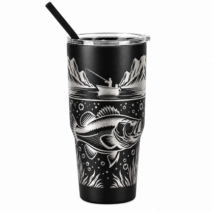 Drinkware, 30 oz. Stainless Steel Tumbler, Fishing I