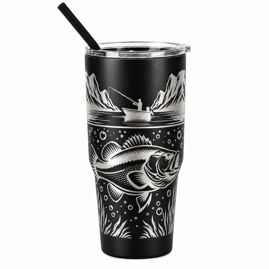 Drinkware, 30 oz. Stainless Steel Tumbler, Fishing I
