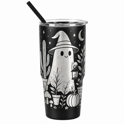 Drinkware, 30 oz. Stainless Steel Tumbler, Ghost in Hat