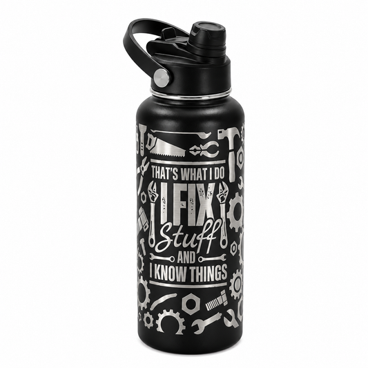 Drinkware, 32 oz. Stainless Steel Hydro Bottle, I Fix Stuff