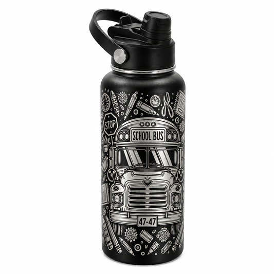 Drinkware, 32 oz. Stainless Steel Hydro Bottle, School Bus II