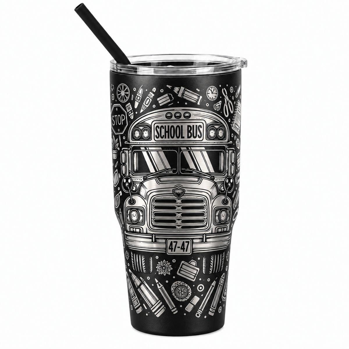 Drinkware, 30 oz. Stainless Steel Tumbler, School Bus II