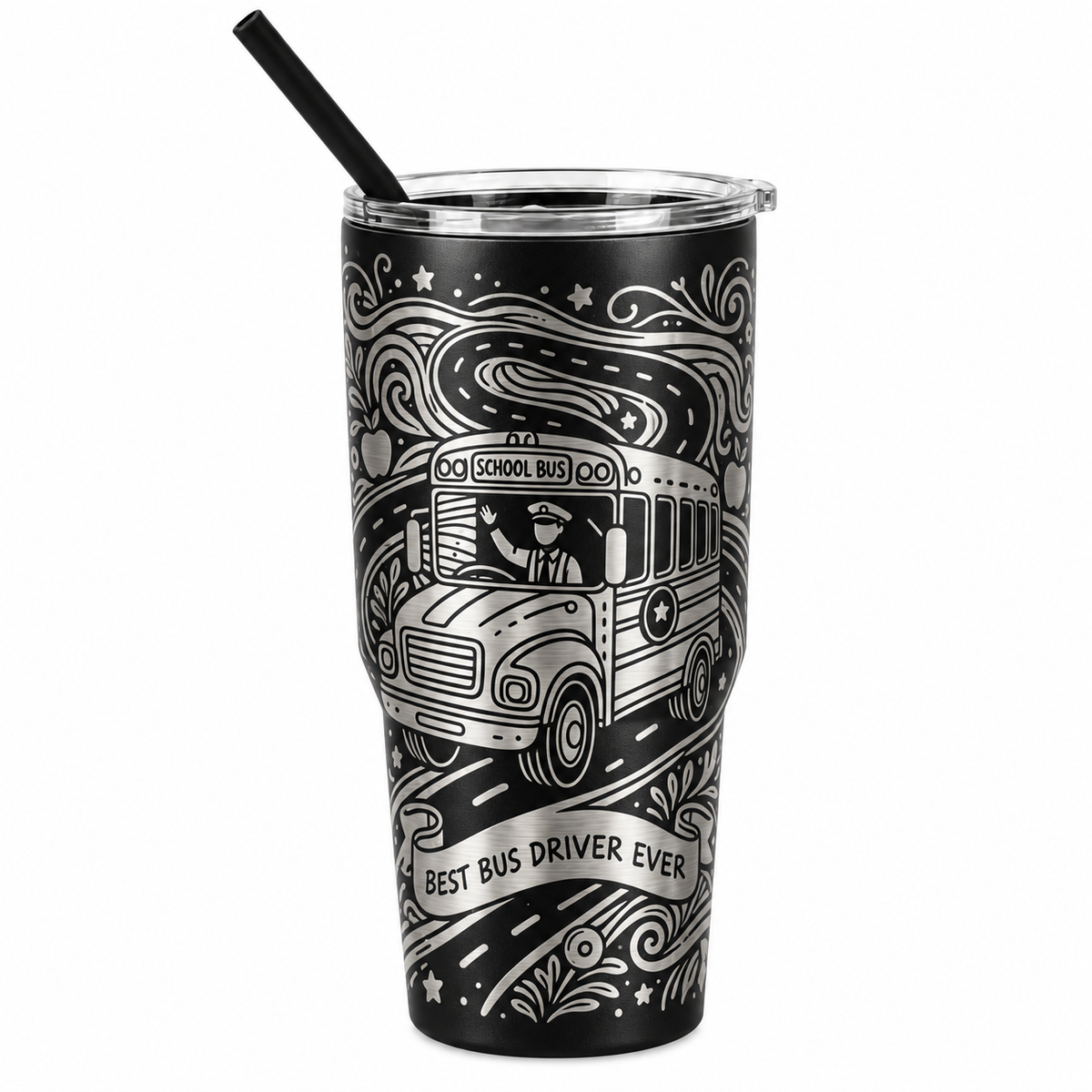 Drinkware, 30 oz. Stainless Steel Tumbler, School Bus III