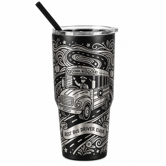 Drinkware, 30 oz. Stainless Steel Tumbler, School Bus III