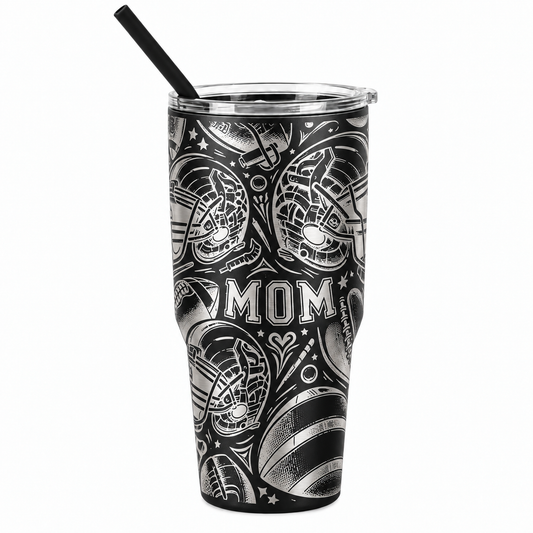 Drinkware, 30 oz. Stainless Steel Tumbler, Football Mom