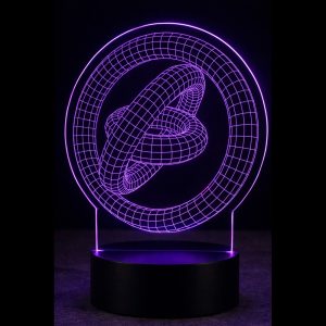3D Laser Etched Acrylic Lamp with Black Multi Color LED Light Base and Remote
