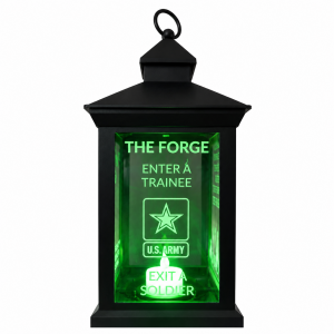 Personalized Army Forge Laser Crafted 4 Panel Lantern with Rechargeable Multi Colored LED Light
