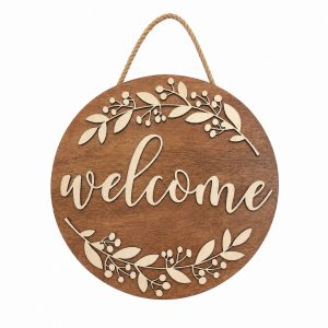 Laser Crafted 16" Layered Wood Classic Welcome Door Hanger